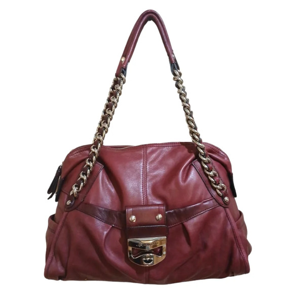 b. makowsky Handbags - B. Makowsky Purse Cranberry Leather Shoulder Bag Tote Handbag